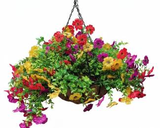 Artificial Hanging Basket with Mixed Flowers and Foliage