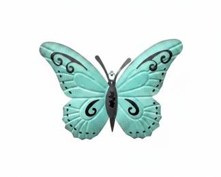 Turquoise and Black Metal Butterfly Garden Art
