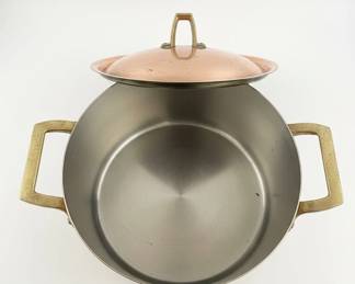 Vintage Revere Ware Copper Saucepan with Lid and Brass Handles third image