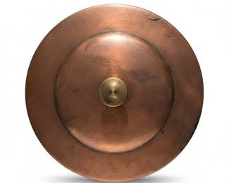 Vintage Copper Pot Lid with Brass Handle