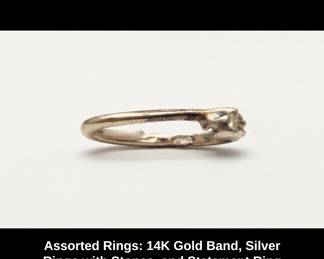 Assorted Rings K Gold Band, Silver Rings with Stones, and Statement Ring fourth image