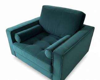 Teal Velvet Sven Style Armchair with Bolster Pillows second image