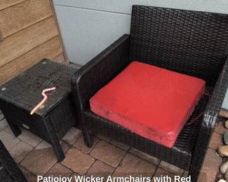 Patiojoy Wicker Armchairs with Red Cushions second image