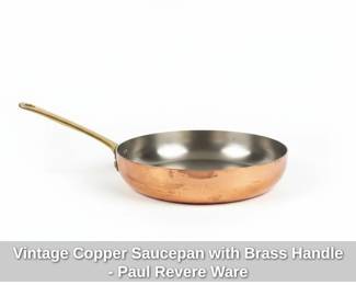 Vintage Copper Saucepan with Brass Handle Paul Revere Ware second image