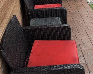 Patiojoy Wicker Armchairs with Red Cushions