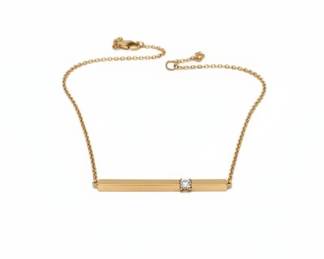 k Gold Bar Necklace with Diamond Accent second image