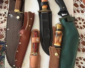 Assorted Fixed Blade Knives with Sheaths