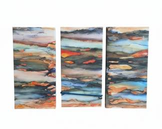 Methane Abstract Landscape Triptych Canvas Art