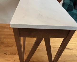 Walker Edison AFrame Desk with White FauxMarble Top and Walnut Base second image