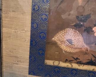Pair of Tosa Mitsuoki Quails and Flowers Framed Prints third image