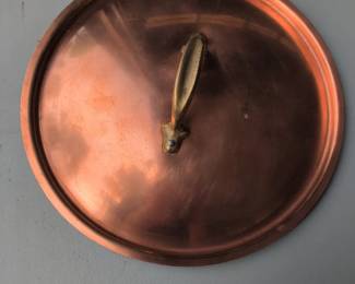 Vintage Copper Pot Lid with Brass Handle Culinox