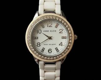 Anne Klein Womens White Ceramic Watch with Crystal Bezel second image