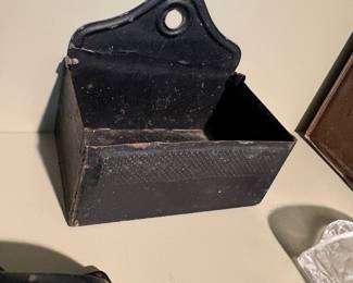Antique Black Metal Wall Mount Match Holder