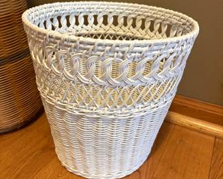 White Wicker Wastebasket