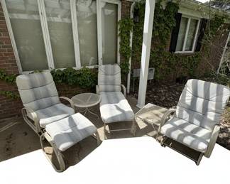 Vintage Aluminum Chaise Lounge Set with Side Tables