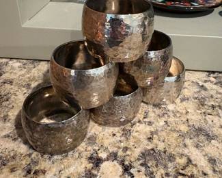 Hammered Silver Plated Napkin Rings Set of 6