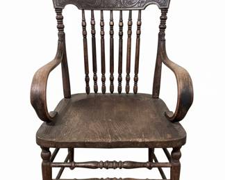 Victorian Carved Oak Spindle Back Armchair