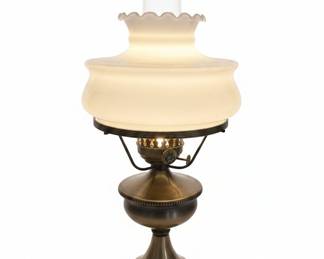 Victorian Style Milk Glass Hurricane Lamp