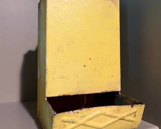 Vintage Yellow Metal Wall Mount Matchbox Holder