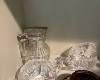 American Brilliant Period Cut Glass Creamer and Sugar Bowl Set