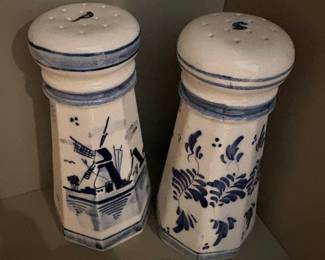 Delft Blue Ceramic Windmill Salt and Pepper Shakers