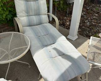 Outdoor Chaise Lounge Chair with Striped Cushions
