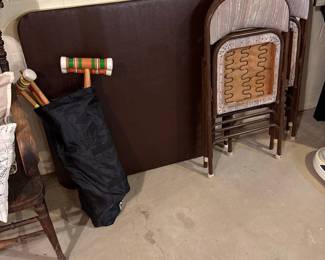 Vintage Croquet Set with Folding Table and Chairs