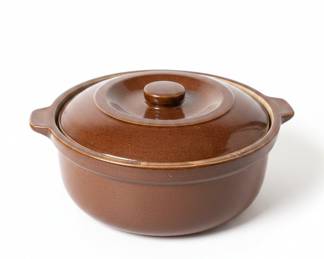 Vintage Brown Stoneware Casserole Dish with Lid