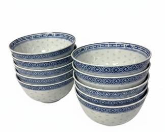 Blue and White Porcelain Rice Bowls