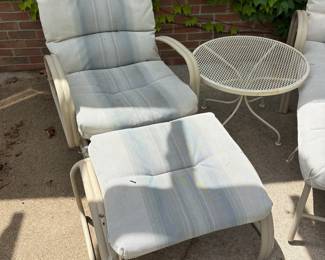 Outdoor Lounge Chair and Ottoman Set with Side Table