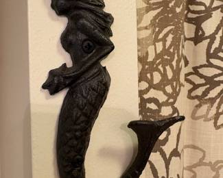 Cast Iron Mermaid Wall Hook - Rustic Nautical