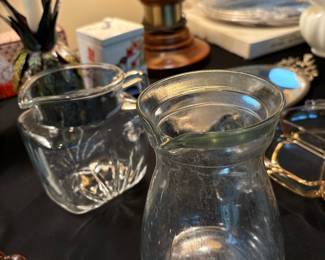 Clear Glass Pitcher and Creamer Set