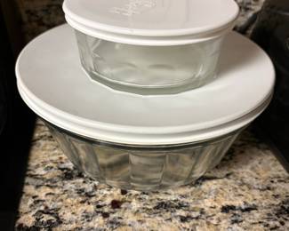 Anchor Hocking "Fire-King" Ribbed Glass Mixing Bowls with Lids