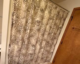 Floral Pattern Shower Curtain with Mermaid Hook