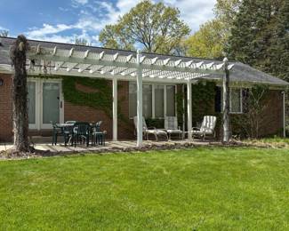 White Vinyl Pergola with Patio Furniture Set