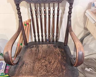 Victorian Carved Oak Spindle Back Armchair