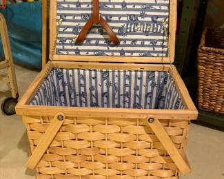 Wicker Picnic Basket with Nautical Lining