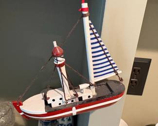 Wooden Sailboat Model Ornament