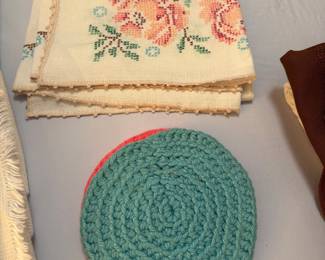 Embroidered Linen Handkerchiefs with Floral Motif