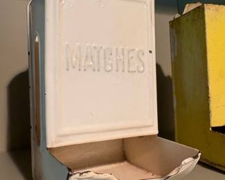 Vintage Enamel "Matches" Matchbox Holder