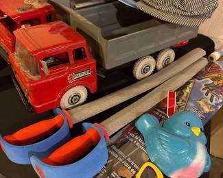 Buddy L "Powerhouse" Pressed Steel Dump Truck and Marx "Sky King" Airplane Toy Set