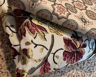 Vintage Red and Gold Floral Jacquard Upholstery Fabric