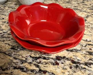 Princess House Pavillion Berry Red Serving Bowl