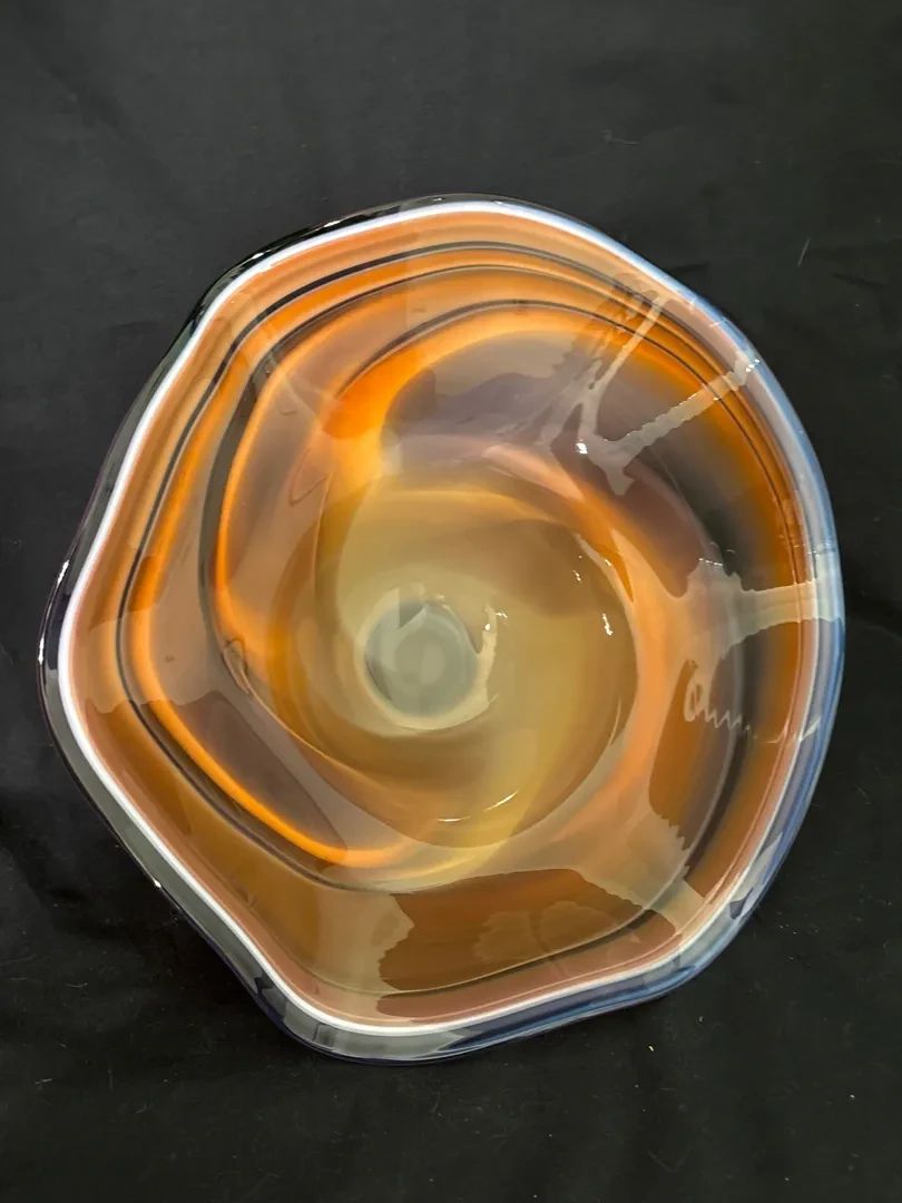 Signed Kindland Art Glass Centerpiece Bowl