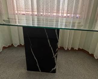 Glass Top  Marble Base Sofa Table