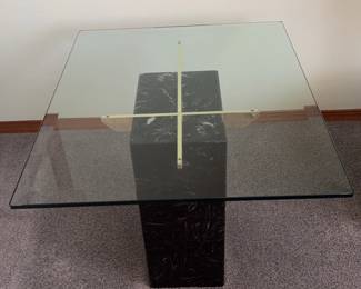 Marble Base Glass Top Side Table