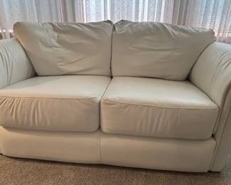 White Leather Loveseat