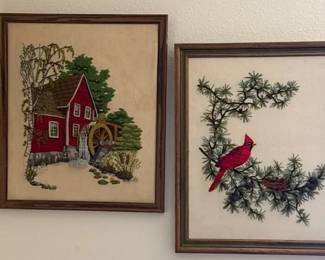 Embroidered Cardinal And Ranch House