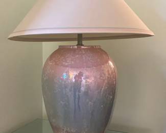 Pair Of Sunset Lamp Corp Large Glazed Porcelain Lamps