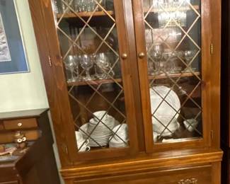 Lattice Glass Door BookcaseCabinet